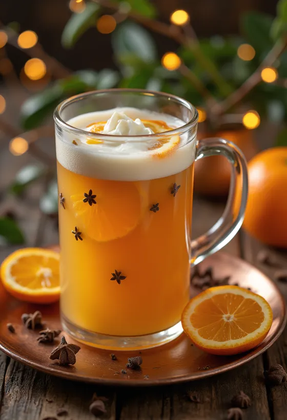 Cider cam đinh hương được phục vụ trong ly