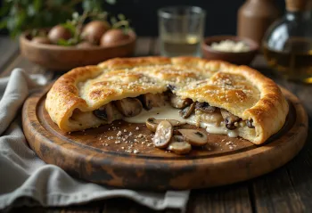 Calzone nấm sốt kem nướng vàng nâu