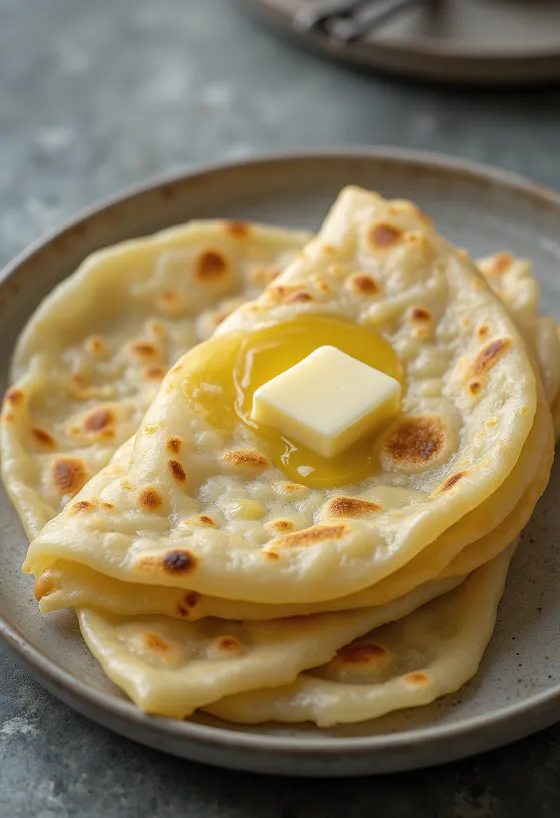 Bánh mì khoai tây Lefse Na Uy mới nướng xếp chồng lên nhau