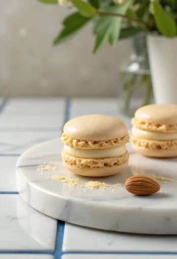 Bánh macaron hạnh nhân bày biện đẹp mắt