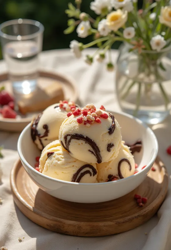 Kem Peppermint Bark được bày ra đĩa