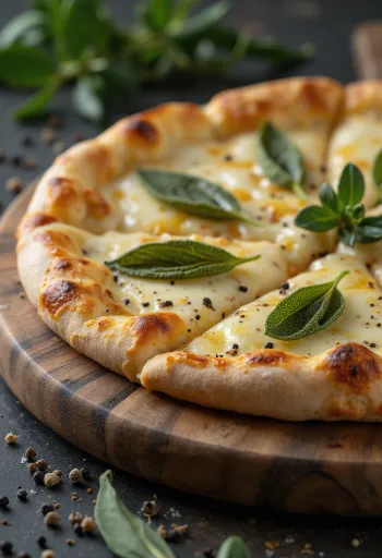 Pizza alla Salvia với xô thơm và phô mai