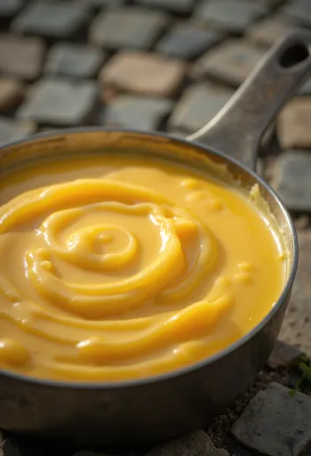 Sốt kem phô mai Cheddar bia được bày ra đĩa