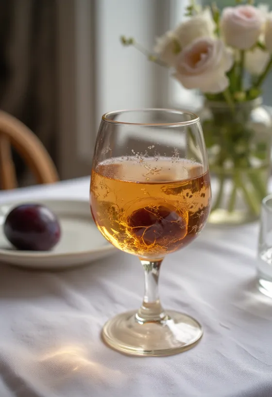 Rượu Pálinka mận được phục vụ trong chai