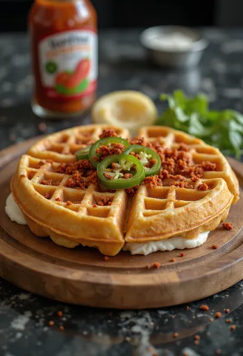 Waffle siêu cay với ớt jalapeño và phô mai cheddar ăn kèm kem chua