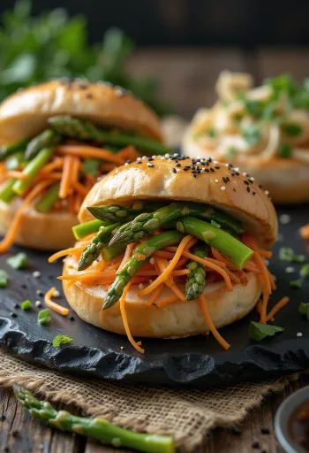 Bánh bao măng tây được bày ra đĩa