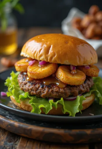 Burger Chuối Chiên được bày ra đĩa