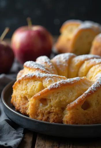 Bánh Gugelhupf phô mai tươi táo cắt lát