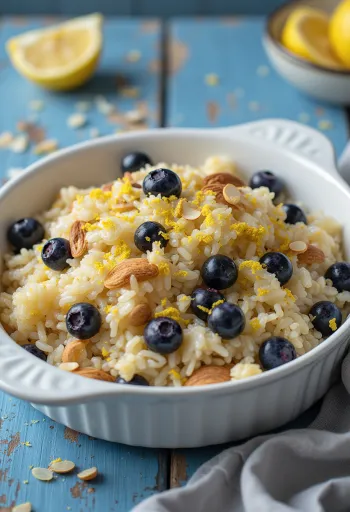 Cơm nướng việt quất bày ra đĩa