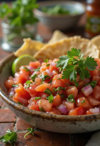 Salsa cà chua ngò rí với chanh