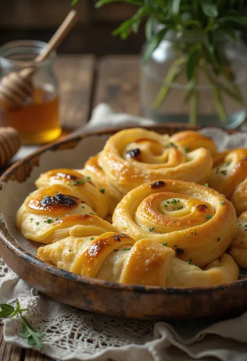 Burek phô mai dê và mật ong được phục vụ