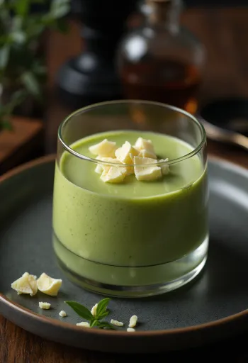 Panna cotta matcha được bày ra đĩa