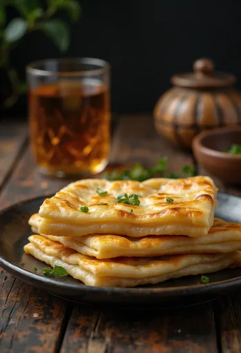 Bánh mì xếp lớp M’smen Ma-rốc vàng ươm mới nướng