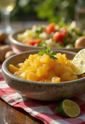 Chutney gừng rượu Tequila hương thảo được dọn ra