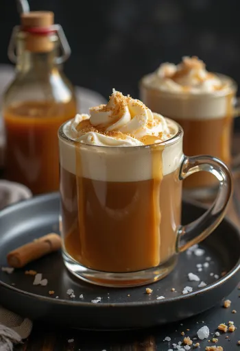 Cider caramel mặn được phục vụ trong ly