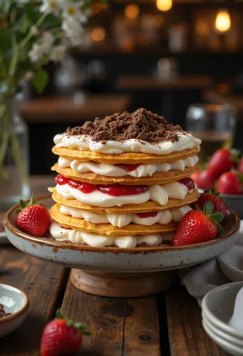 Bánh Kem Waffle được bày biện