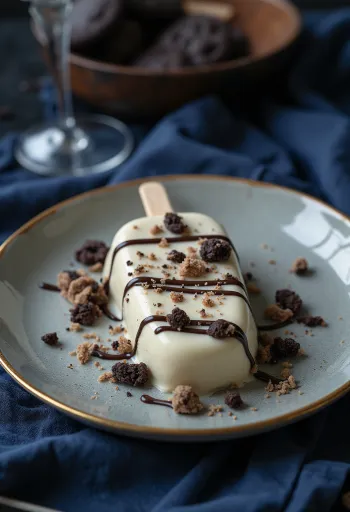 Kem Magnum Cookie & Cream với lớp phủ socola trắng và vụn bánh quy được phục vụ