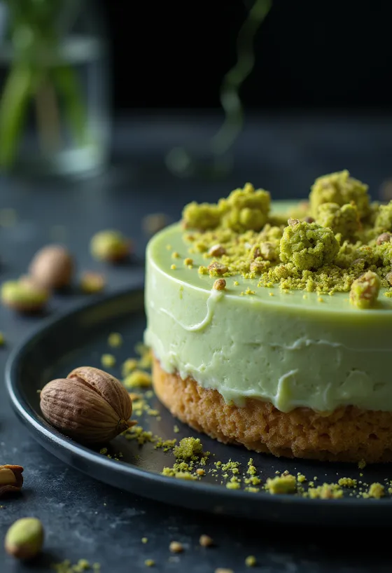 Bánh mousse hạt dẻ cười trang trí