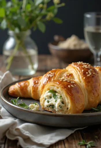 Rổ bánh croissant gia vị Provence thơm lừng