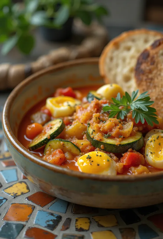 Ragu rau củ với sốt ớt paprika đậm đà và rắc thảo mộc tươi