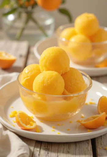 Sorbet cam mát lạnh trong vỏ cam