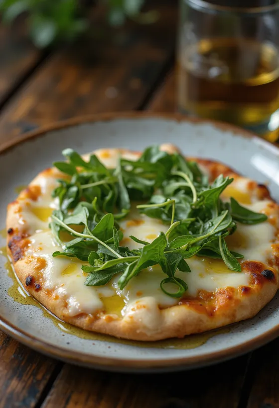 Pizza Bianca con Rucola với rau rocket và phô mai
