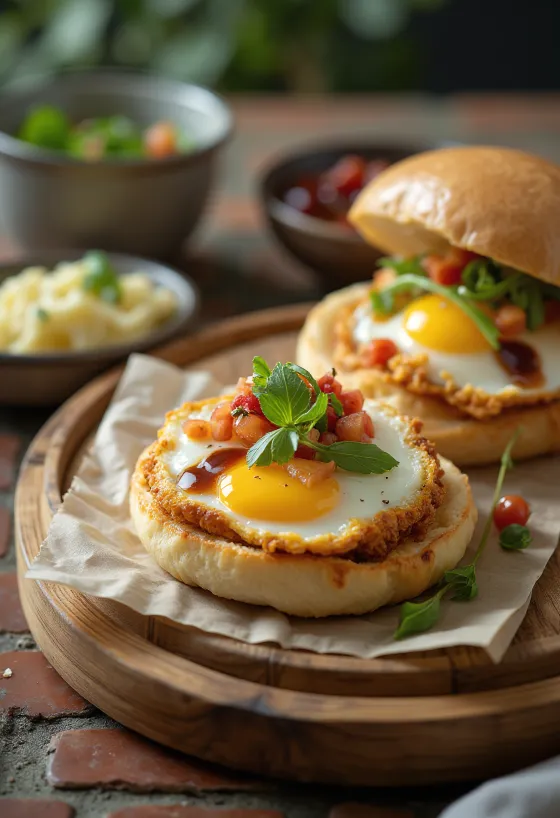 Bánh bao nhân trứng chiên, hấp, trình bày đơn giản