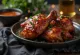 Đùi gà nướng BBQ trong lò, ăn kèm khoai tây nướng