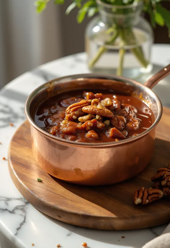 Sốt BBQ hồ đào đường nâu được bày biện