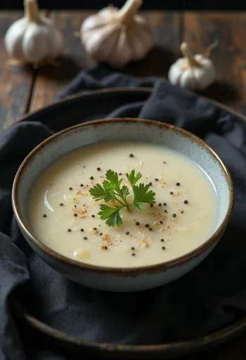 Súp kem cần tây tỏi được dọn ra