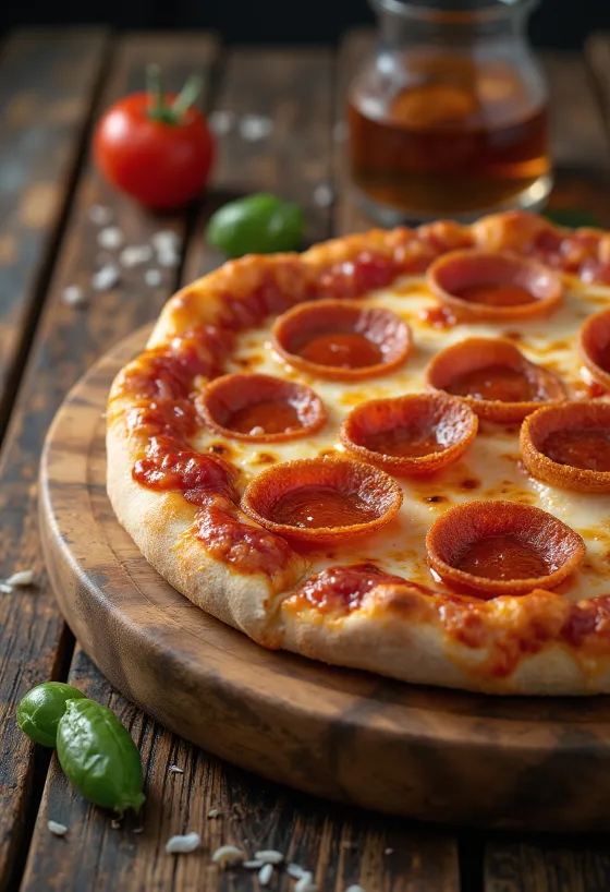 Pizza Americana với pepperoni và mozzarella