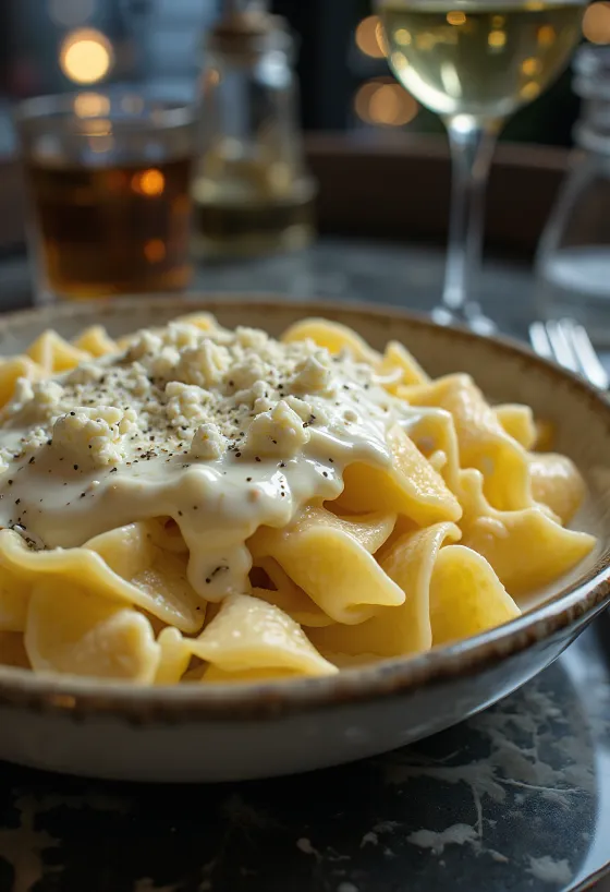 Sốt kem phô mai Gorgonzola được bày ra đĩa