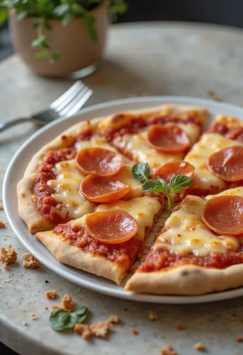 Pizza pepperoni chay với phô mai và xúc xích thực vật