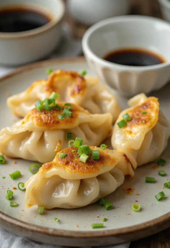 Miso Tofu Gyoza ăn kèm nước chấm tương