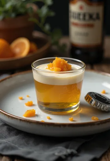 Panna cotta bia được phục vụ