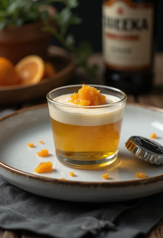 Panna cotta bia được phục vụ