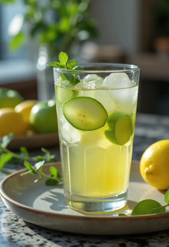 Cider táo xanh đá lạnh được phục vụ tươi