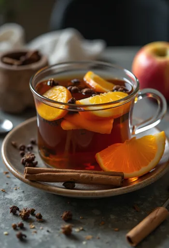 Trà cam táo phục vụ trong ly