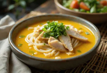 Laksa Bogor, súp nền cốt dừa me với gà, mì và rau tươi.