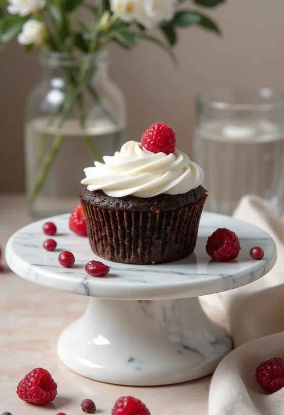 Bánh cupcake sô cô la mâm xôi