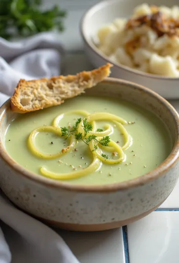 Súp kem tỏi tây béo ngậy đã múc ra bát