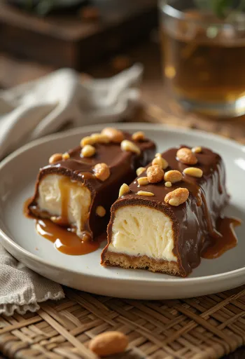 Kem thanh Snickers được bày ra đĩa