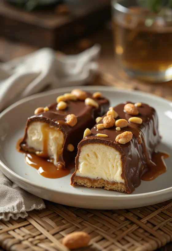Kem thanh Snickers được bày ra đĩa