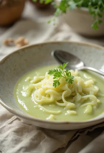Súp kem bắp cải bạc hà đã dọn ra