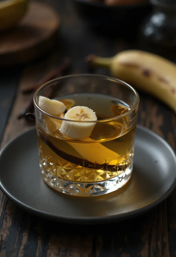 Rượu mùi chuối được phục vụ trong chai