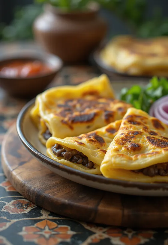 Bánh pupusa Salvador truyền thống với phô mai và đậu