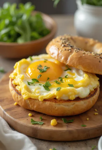 Bagel trứng mù tạt bày biện đẹp mắt