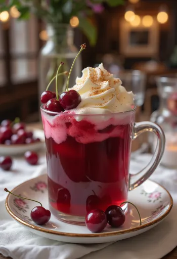 Cider anh đào ngọt phục vụ trong ly