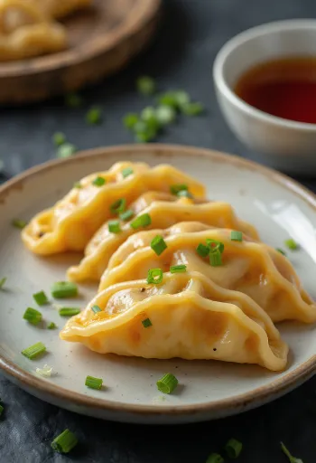 Mandu bí đỏ Hàn Quốc với vỏ vàng giòn được bày biện