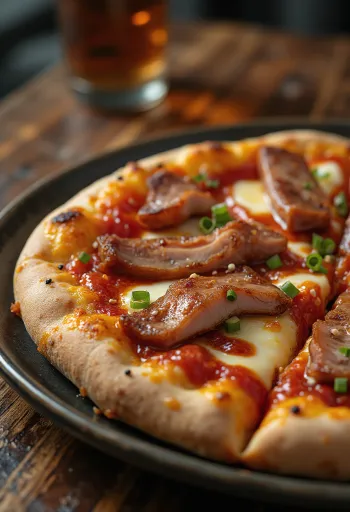 Pizza Trung Quốc thịt heo xá xíu đã được phục vụ